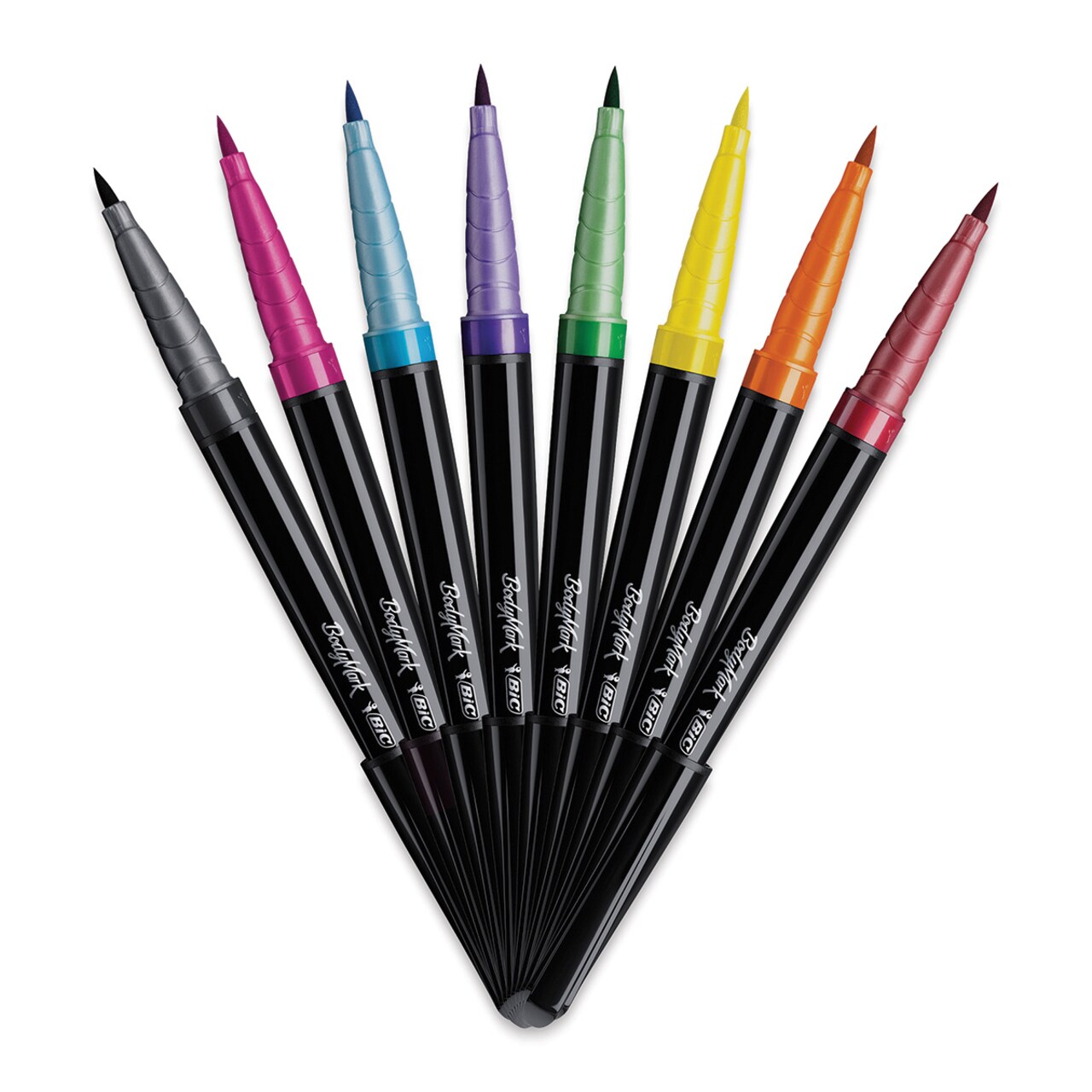 Bic BodyMark Watercolor Temporary Tattoo Brush Marker Set - Assorted Colors, Set of 8